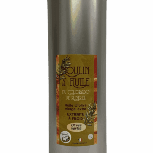 Bidon en acier de 1 litre d’huile d’olive aux olives vertes du Moulin de Rustrel