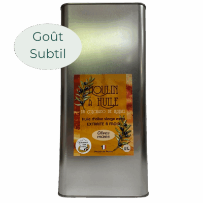 Bidon en acier 5 litres d’huile d’olive aux olives mûres du Moulin de Rustrel