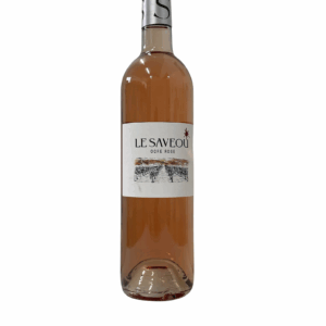 Bouteille de vin rosé Le Saveou ocre rosé sur fond blanc